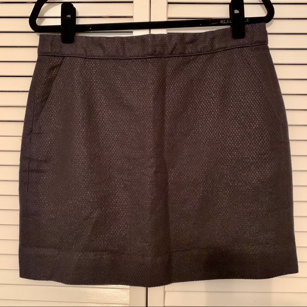 J Crew Black Metallic with Gold thread Mini Skirt